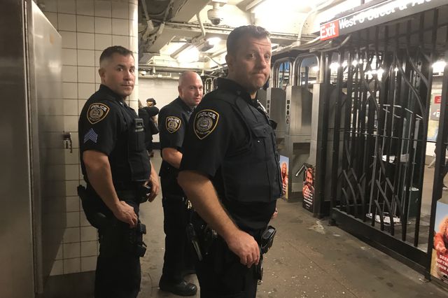 Four MTA police officers seen at the W 4th Street station earlier this month